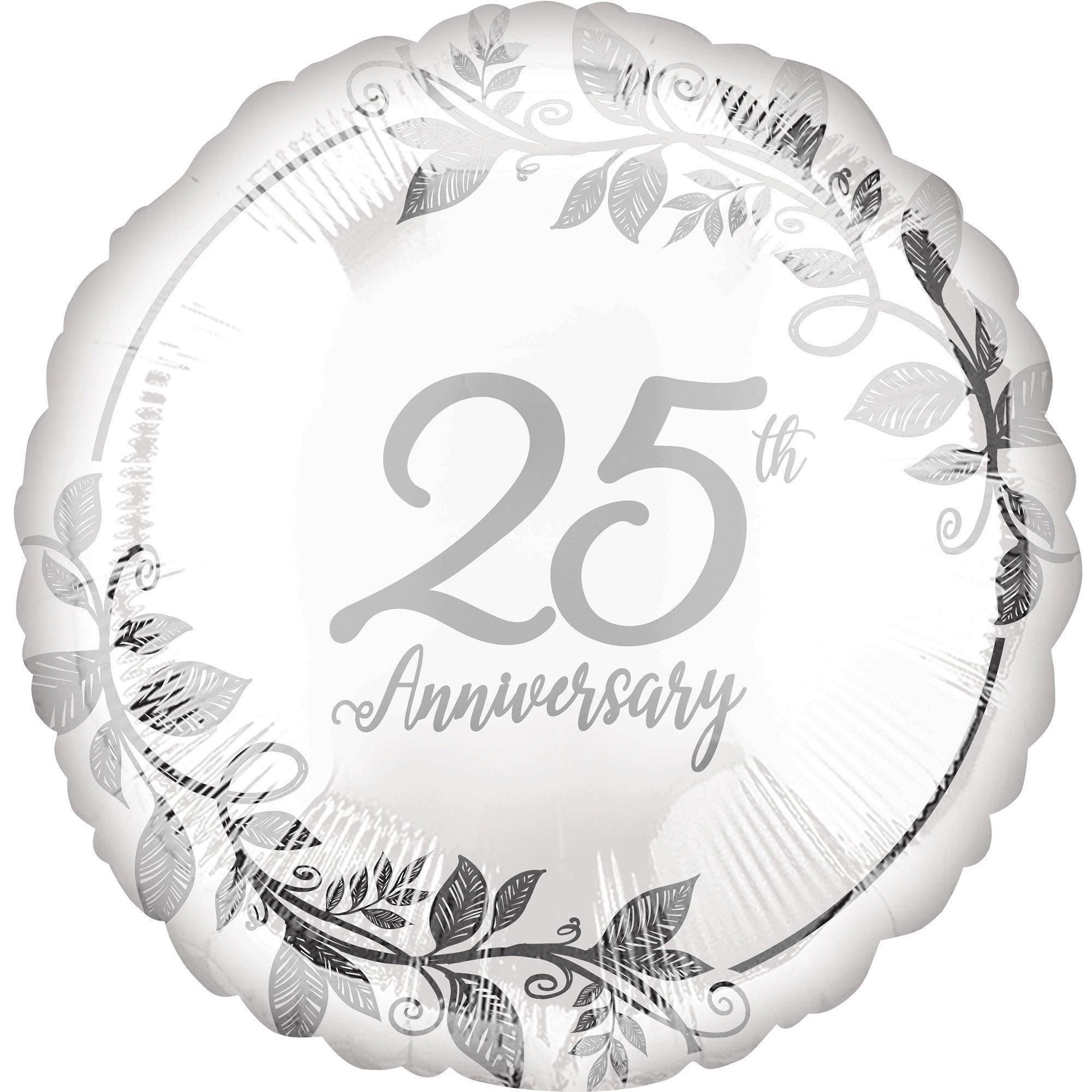 Premium Silver 25th Anniversary Foil Balloon Bouquet with Balloon Weight, 13pc